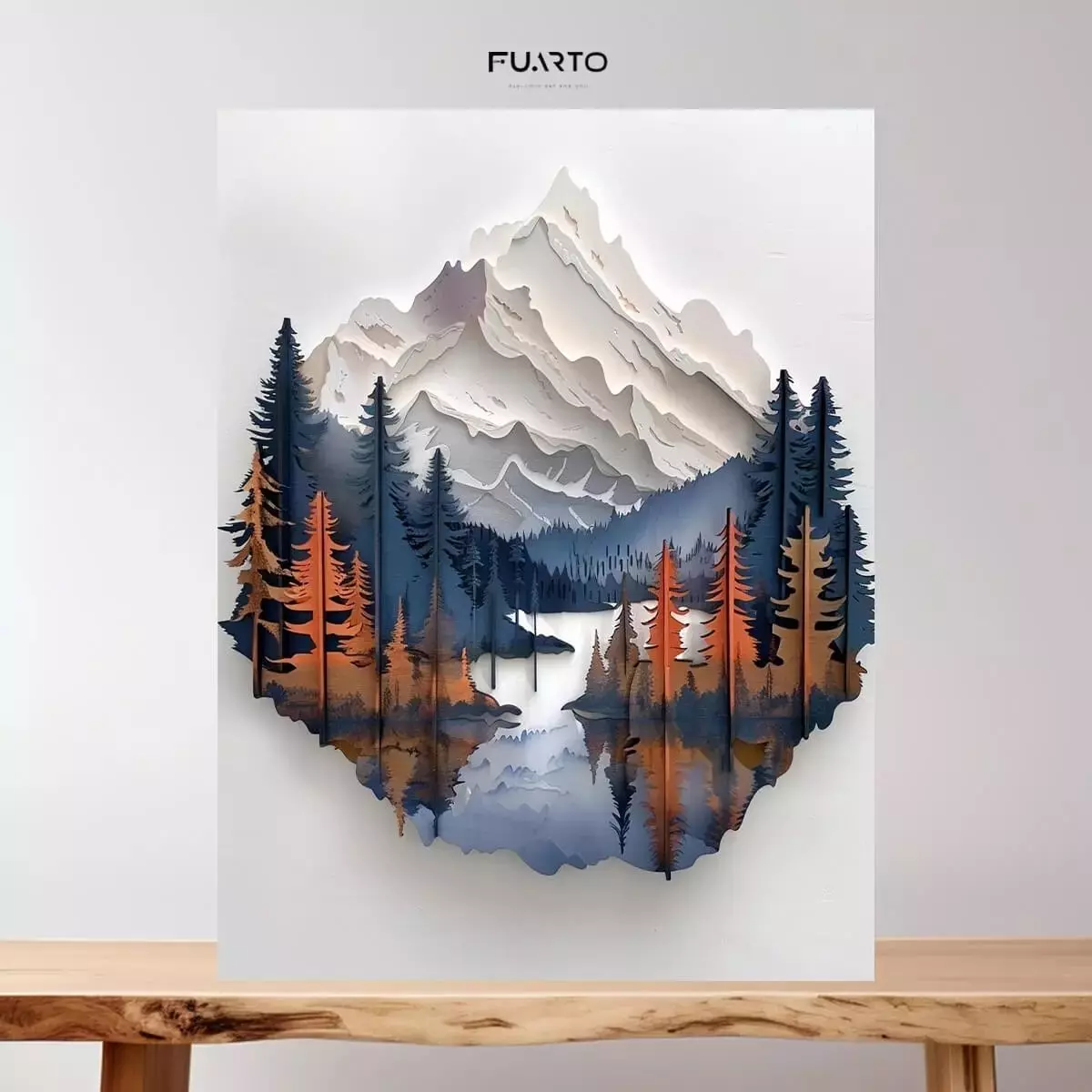 Hiasan Dinding Kayu dengan Motif Gunung