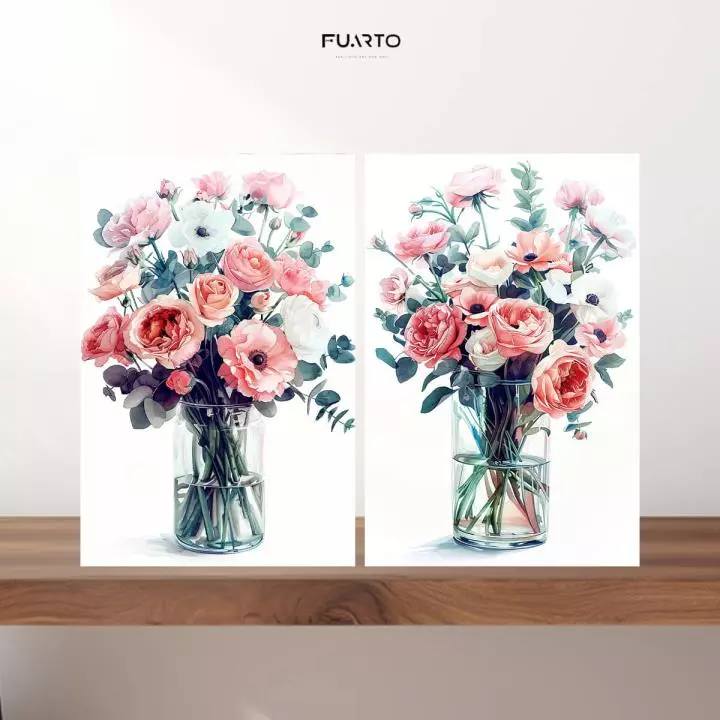 Wall Decor Kayu Gambar Bunga 20x30