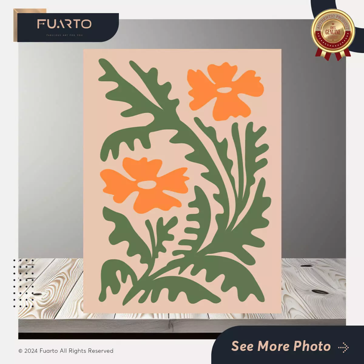 Wall Decor Dinding Kayu Abstrak Bunga