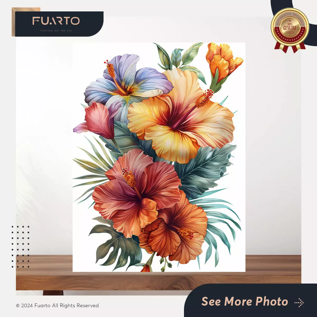 Wall Decor Kayu Gambar Bunga