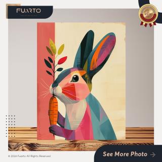 Hiasan Dinding Kayu Pop Art Kelinci