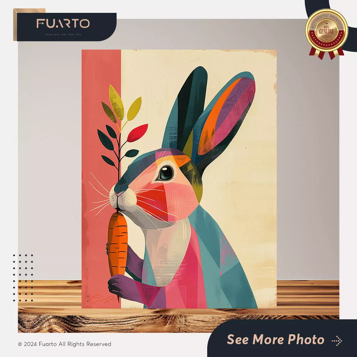 Hiasan Dinding Kayu Pop Art Kelinci