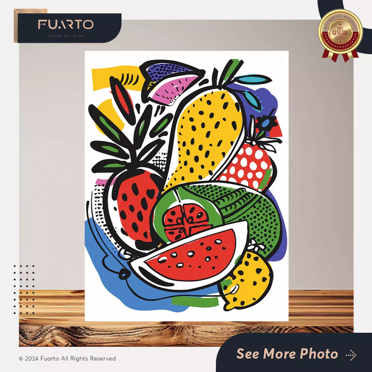 Hiasan Dinding Kayu Pop Art Buah