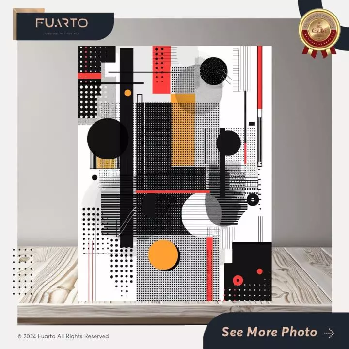 Wall Decor Abstrak Hitam-Putih Monokrom