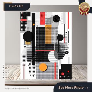 Wall Decor Abstrak Hitam-Putih Monokrom