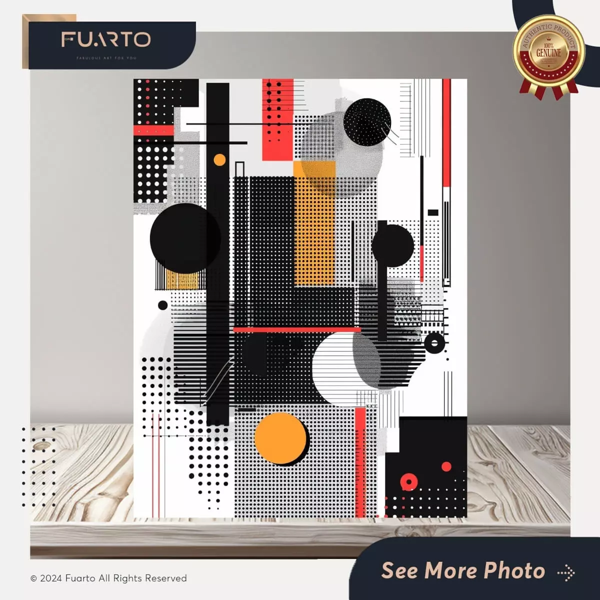Wall Decor Abstrak Hitam-Putih Monokrom